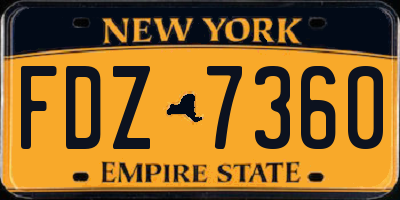 NY license plate FDZ7360