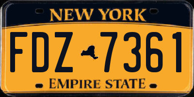 NY license plate FDZ7361