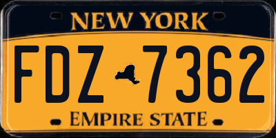 NY license plate FDZ7362