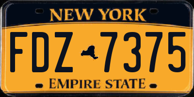 NY license plate FDZ7375
