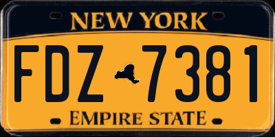 NY license plate FDZ7381