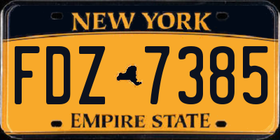 NY license plate FDZ7385