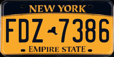 NY license plate FDZ7386