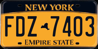 NY license plate FDZ7403