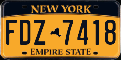 NY license plate FDZ7418
