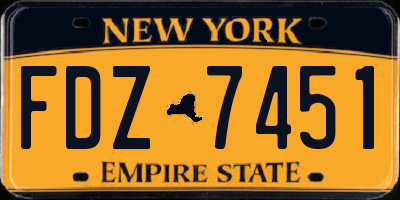 NY license plate FDZ7451