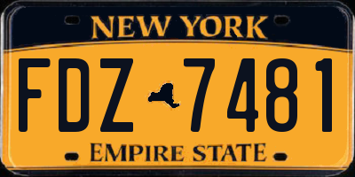 NY license plate FDZ7481