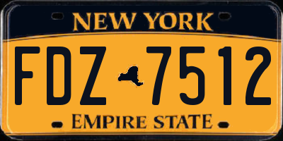 NY license plate FDZ7512