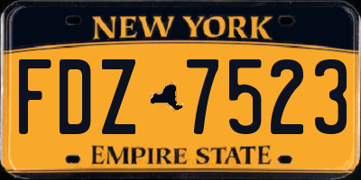 NY license plate FDZ7523