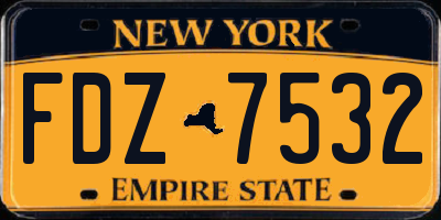 NY license plate FDZ7532