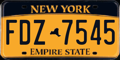 NY license plate FDZ7545