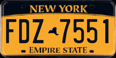 NY license plate FDZ7551