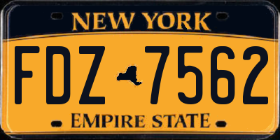 NY license plate FDZ7562