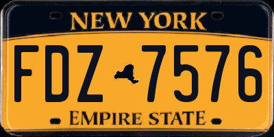 NY license plate FDZ7576