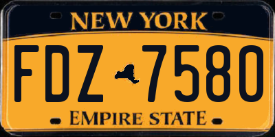 NY license plate FDZ7580