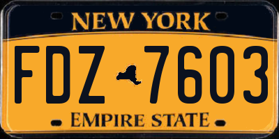 NY license plate FDZ7603
