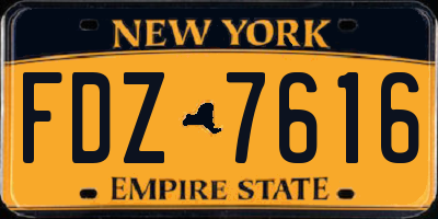 NY license plate FDZ7616