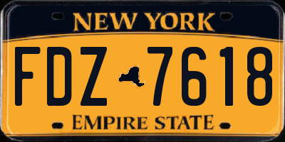 NY license plate FDZ7618