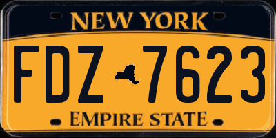 NY license plate FDZ7623