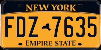 NY license plate FDZ7635