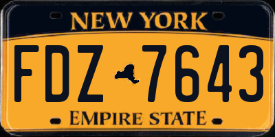 NY license plate FDZ7643