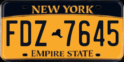 NY license plate FDZ7645
