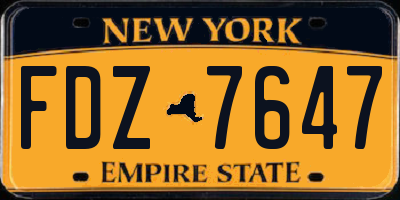 NY license plate FDZ7647
