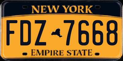 NY license plate FDZ7668
