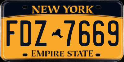 NY license plate FDZ7669