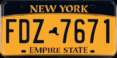 NY license plate FDZ7671