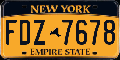 NY license plate FDZ7678