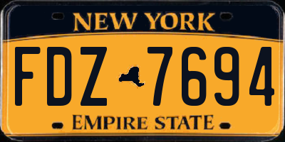 NY license plate FDZ7694