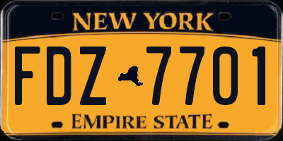 NY license plate FDZ7701