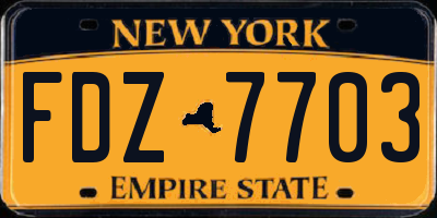 NY license plate FDZ7703