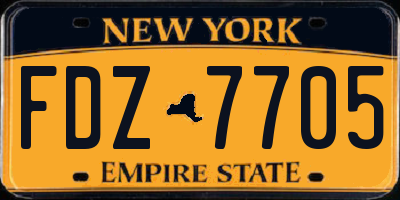 NY license plate FDZ7705