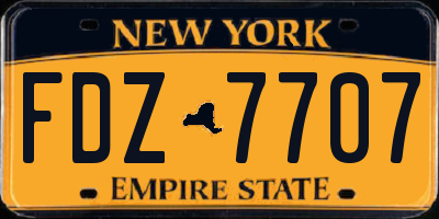 NY license plate FDZ7707