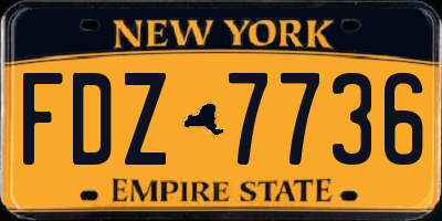 NY license plate FDZ7736