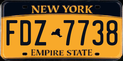 NY license plate FDZ7738