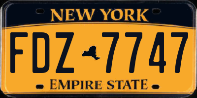 NY license plate FDZ7747