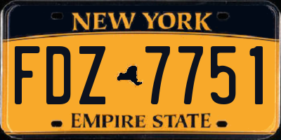 NY license plate FDZ7751