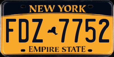 NY license plate FDZ7752