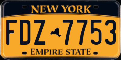 NY license plate FDZ7753