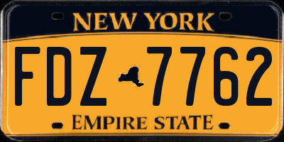 NY license plate FDZ7762