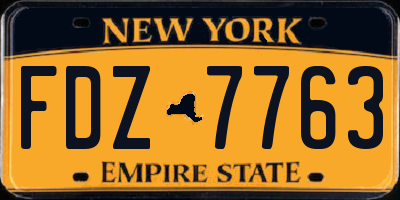NY license plate FDZ7763