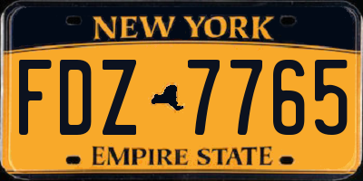 NY license plate FDZ7765