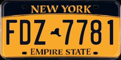 NY license plate FDZ7781