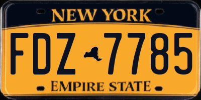 NY license plate FDZ7785