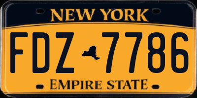NY license plate FDZ7786