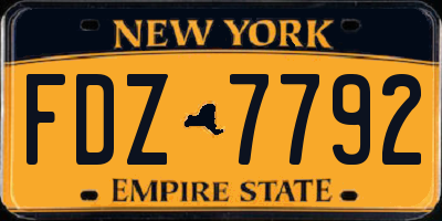 NY license plate FDZ7792