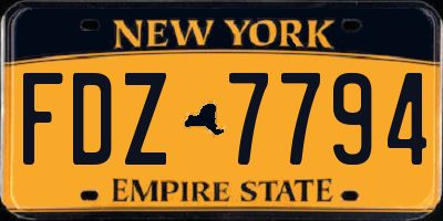 NY license plate FDZ7794